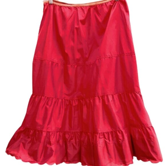 1950s True Vintage Bright Red Half Slip With A Ruffle And Black Under Netting L - Picture 2 of 5